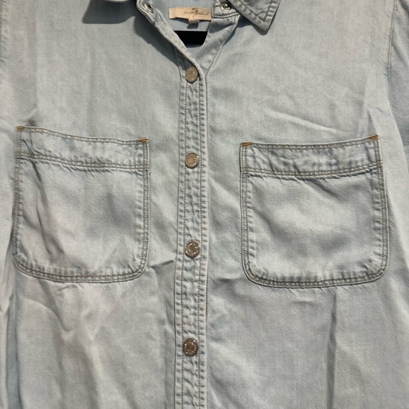 7 for all mankind Women’s Med. Chambray Shirt Button Down Casual Lagenlook Blue. - Picture 8 of 12